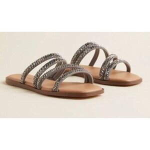 Torrid Embellished Rhinestone Square Toe Flat Sandals Wide Width 8WW